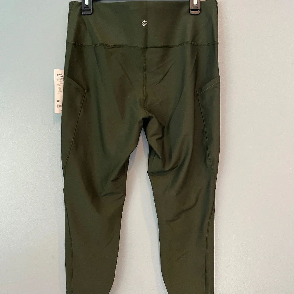 NWT Athleta Interval Stash 7/8 Legging XL - Aspen Olive - Picture 4 of 7